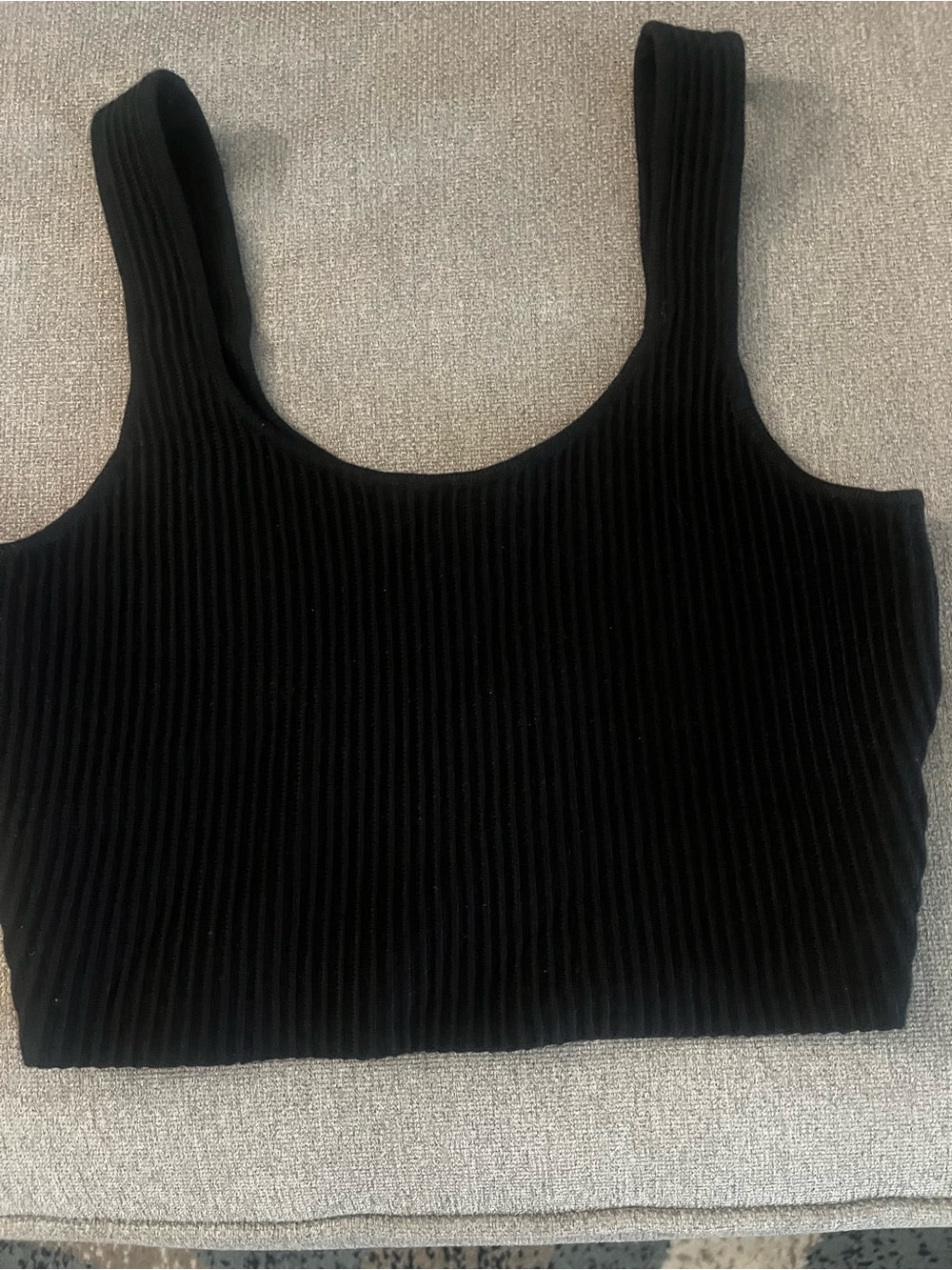 REVAMPED Ribbed Knitted Black Tank Crop Top NWOT